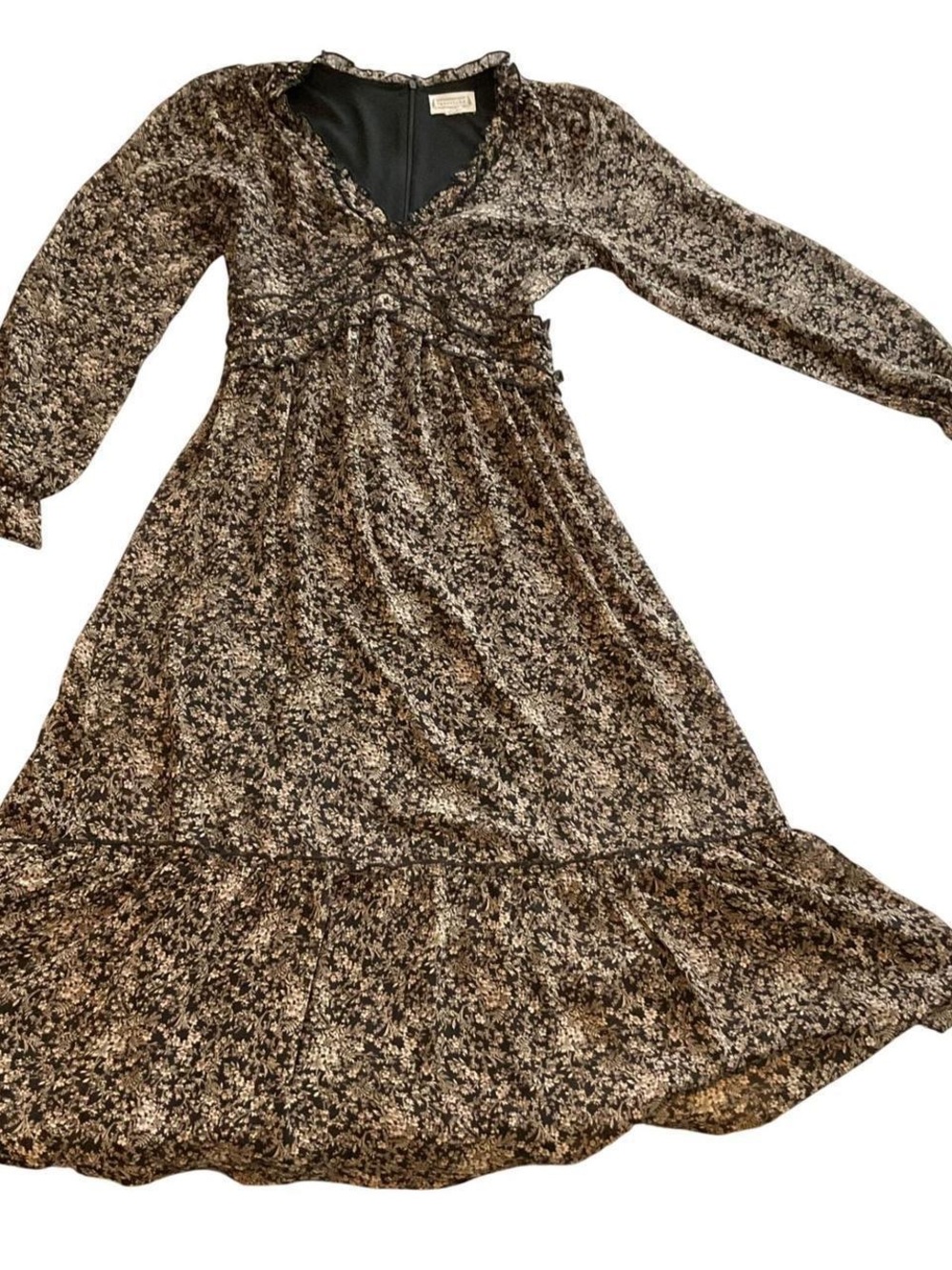 Love Riche One-Shoulder Brown Floral Midi Dress
